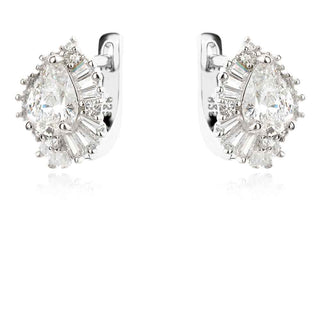 сребърни обеци, цирконий, циркон багета, родиево покритие