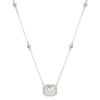 сребърно колие, подходящо за повод, цирконий, родиево покритие,