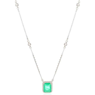 елегантен сребърен медальон, турмалин парайба, цирконий, родиево покритие,