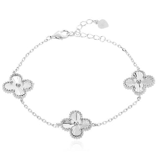 сребърна гривна, цвете, без камък, лазерна обработка, родиево покритие