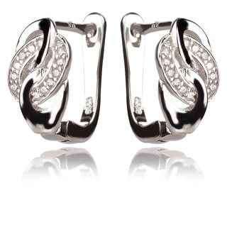 Сребърни обеци с цирконии , сребро 925