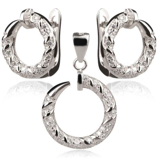 Сребърен комплект , абстрактен , цирконии