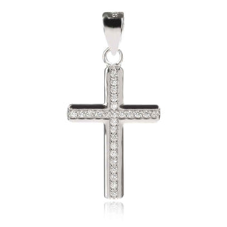 сребърен кръст, цирконий, родиево покритие