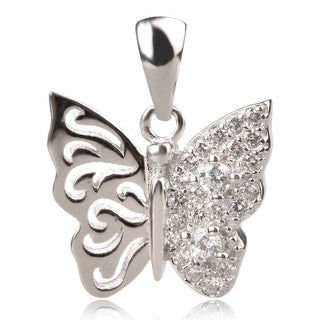 Сребърен медальон с цирконии , пеперуда