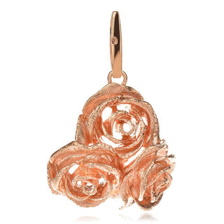 елегантен сребърен комплект, розова позлата, рози, Ganezzi