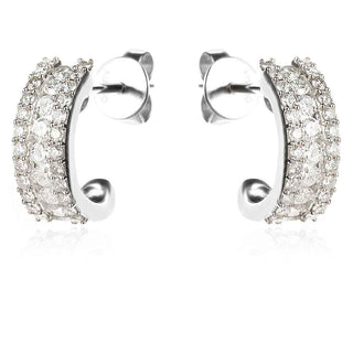 златни обеци, бяло злато, 18 карата, диаманти