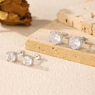 Сребърни обеци - White Rosie Studs