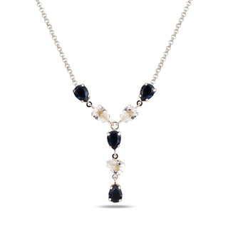 сребърно колие, кристали сваровски, родиево покритие, Maestro Italy