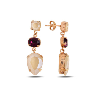 сребърни обеци, розова позлата, кристали сваровски, SWAROVSKI Maestro,