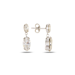 сребърни обеци, родиево покритие, кристали сваровски, SWAROVSKI Maestro, леко висящи