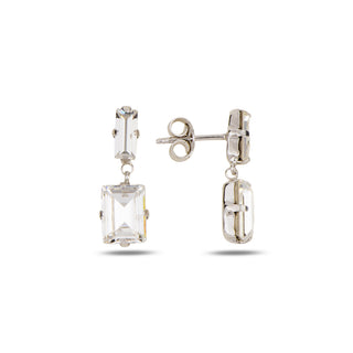 сребърни обеци, леко висящи, родиево покритие, кристали сваровски, SWAROVSKI Maestro,