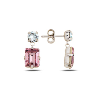 сребърни обеци, леко висящи, родиево покритие, кристали сваровски, SWAROVSKI Maestro,