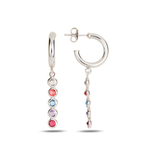 сребърни обеци, висящи обеци, родиево покритие, кристали сваровски, SWAROVSKI Maestro,