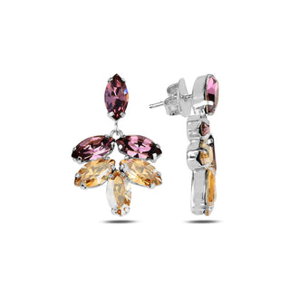 сребърни обеци, родиево покритие, кристали сваровски, SWAROVSKI Maestro,