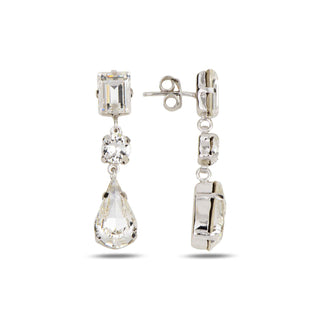 сребърни обеци, кристали Swarovski, родиево покритие, SWAROVSKI Maestro,
