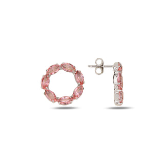 сребърни обеци, камъни Swarovski, родиево покритие, Maestro Italy