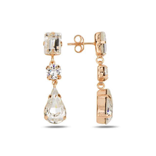 сребърни обеци, кристали Swarovski, розова позлата, SWAROVSKI Maestro,