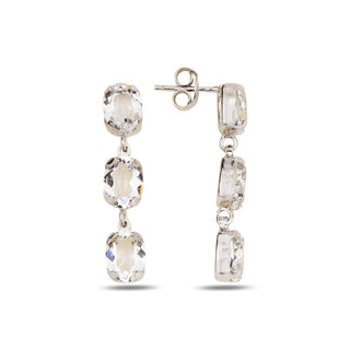 сребърни обеци, родиево покритие, кристали сваровски, SWAROVSKI Maestro,