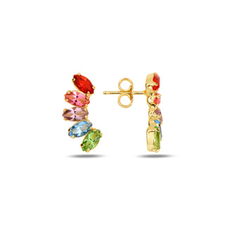 сребърни обеци, жълта позлата, кристали сваровски, SWAROVSKI Maestro