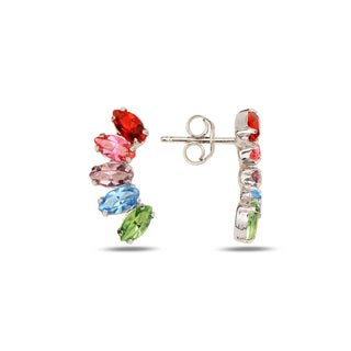 сребърни обеци, камъни Swarovski, родиево покритие, Maestro Italy