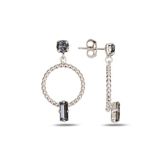 сребърни обеци, родиево покритие, кристали сваровски, SWAROVSKI Maestro,