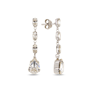 сребърни обеци, камъни Swarovski, родиево покритие, Maestro Italy