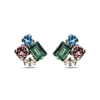 сребърни обеци, камъни Swarovski, родиево покритие, Maestro Italy
