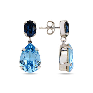 сребърни обеци, леко висящи, родиево покритие, кристали сваровски, SWAROVSKI Maestro,