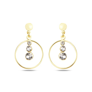 сребърни обеци, кристали Swarovski, жълта позлата, SWAROVSKI Maestro,