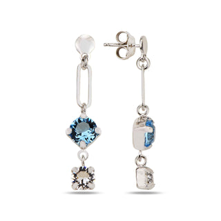 сребърни обеци, родиево покритие, кристали сваровски, SWAROVSKI Maestro,