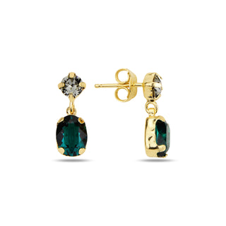 сребърни обеци, кристали Swarovski, жълта позлата, SWAROVSKI Maestro,