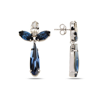 сребърни обеци, родиево покритие, кристали сваровски, SWAROVSKI Maestro,