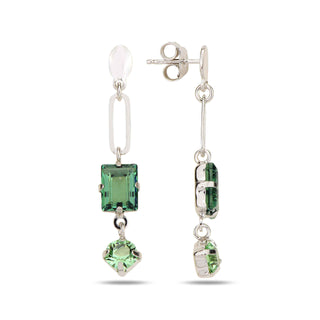 сребърни обеци, родиево покритие, кристали сваровски, SWAROVSKI Maestro,