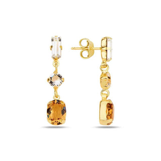 сребърни обеци, кристали Swarovski, жълта позлата, SWAROVSKI Maestro