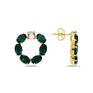 сребърни обеци, кристали Swarovski, жълта позлата, SWAROVSKI Maestro,