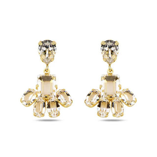 сребърни обеци, кристали Swarovski, жълта позлата, SWAROVSKI Maestro,