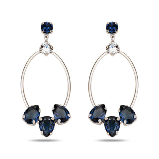 сребърни обеци, родиево покритие, кристали сваровски, SWAROVSKI Maestro,