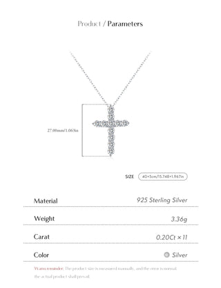 Сребърно колие - Grace Cross Moissanite