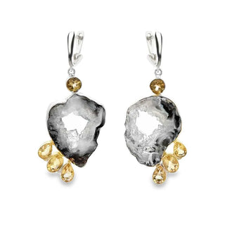 Сребърни обеци - Druze & Citrine