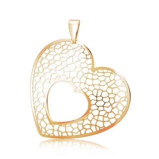 сребърен медальон, сърца, без камък, розова позлата, Alfa