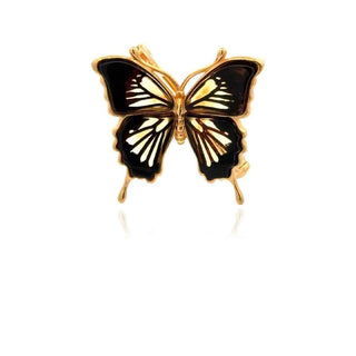 Сребърна брошка / медальон - Mariposa Amber