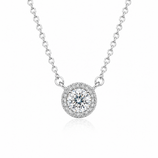 Сребърно колие - Halo Moissanite