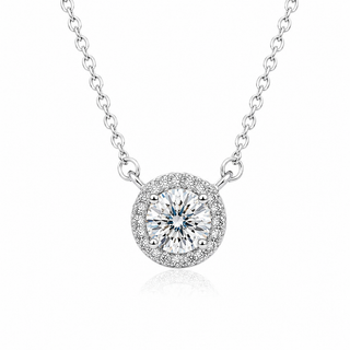Сребърно колие - Halo Moissanite