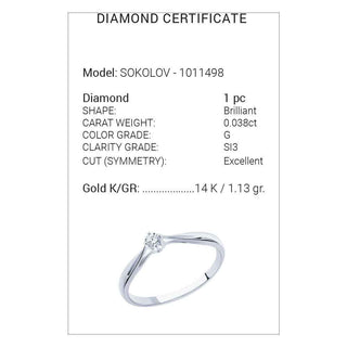 Златен пръстен - Dia 0,038ct