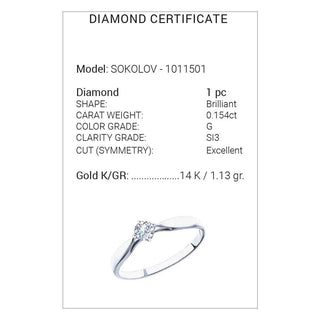 Златен пръстен - Dia 0,154ct