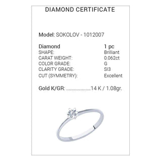 Златен пръстен - Dia 0,062ct