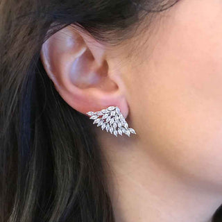 ефектни сребърни обеци с маркиза цирконии