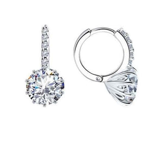 Сребърни обеци с цирконии – Brilliant Round Earrings