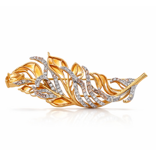 Сребърна брошка - Golden Feather