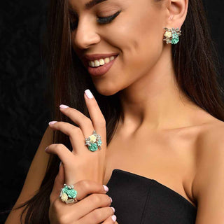 Сребърни обеци -Green Fiore